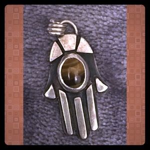 Handmade Tigers Eye Hamsa Pendant